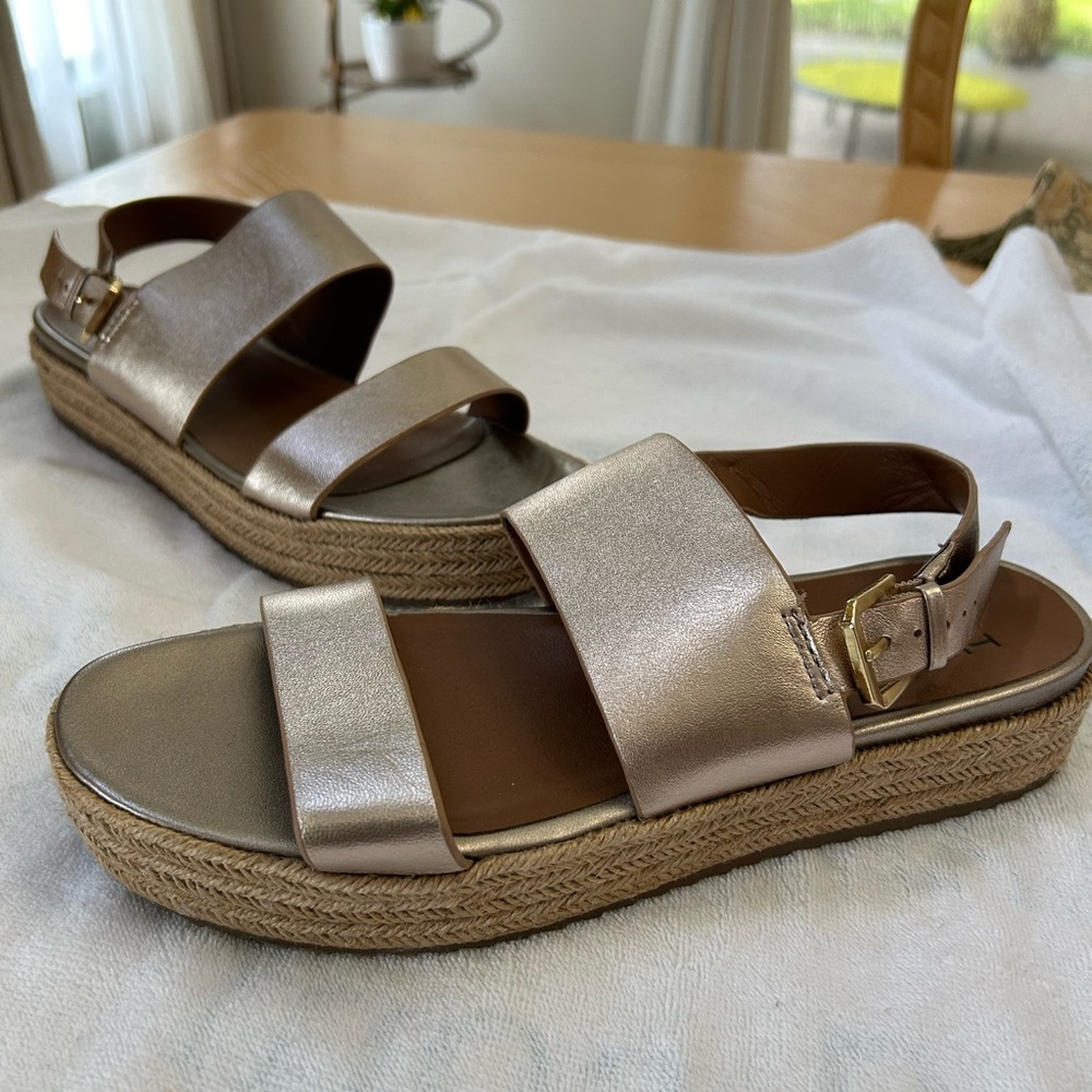 Ladies gold platform sandals